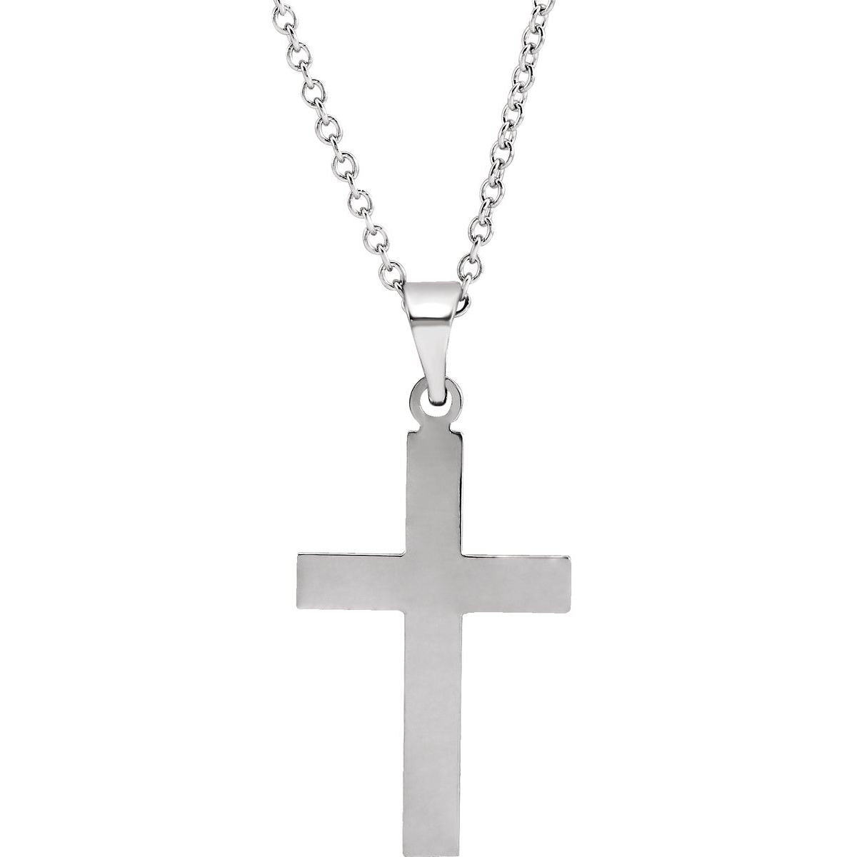 25.9x12 mm Cross Necklace in 14k white gold