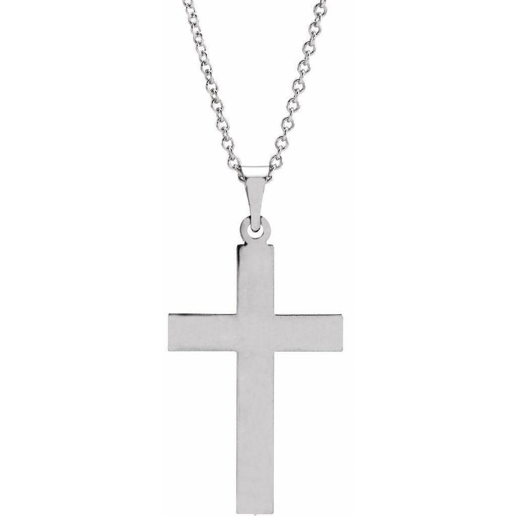 29.4x13.8 mm Cross Necklace in 14k white gold