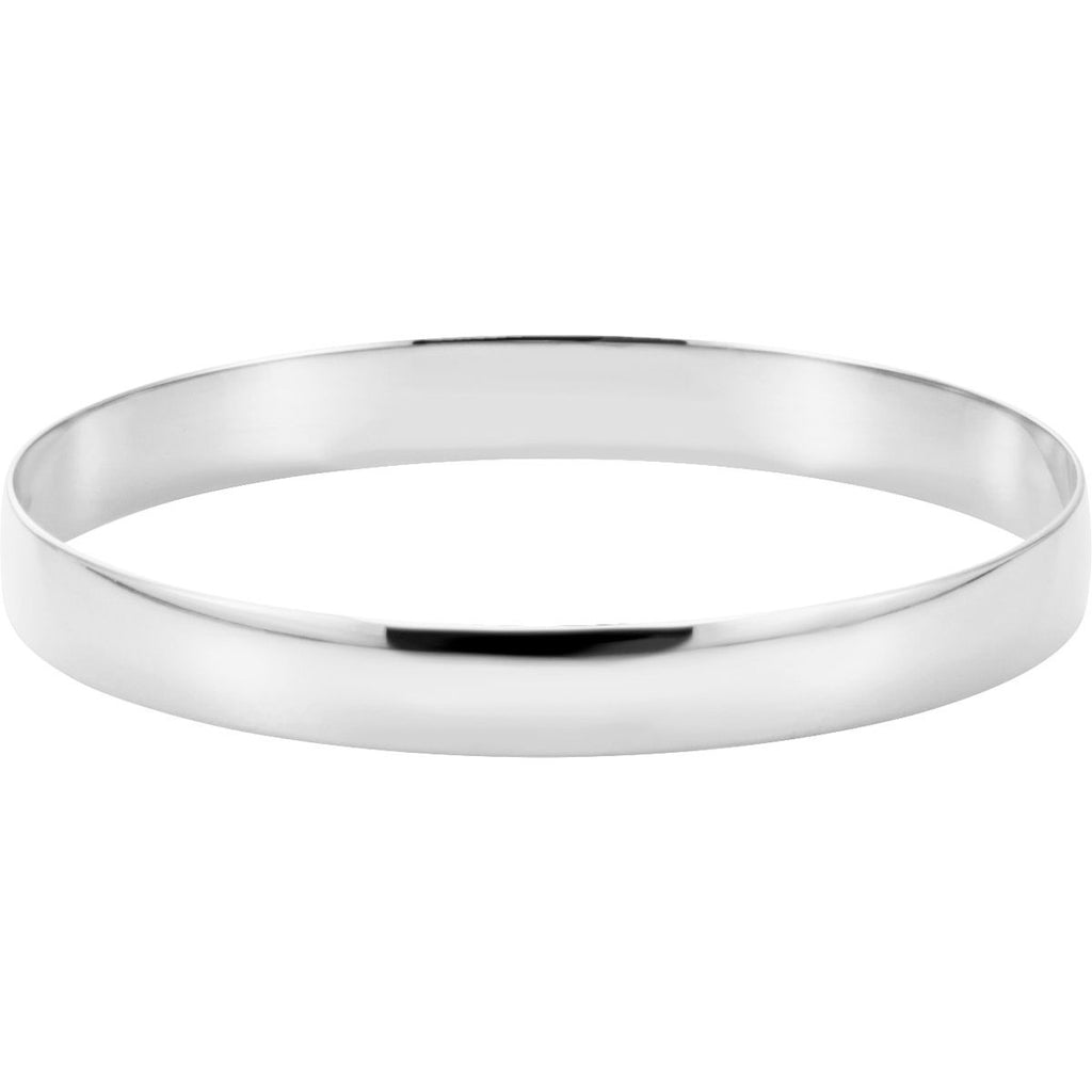 Engravable 6 mm Half Round Bangle Bracelet in 14k white gold