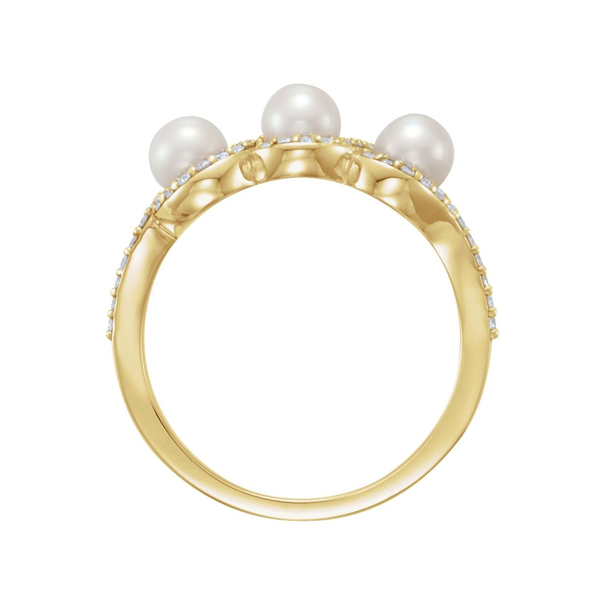 Cultured White Freshwater Pearl & 1/5 CTW Natural Diamond Halo-Style Ring in 14k yellow gold