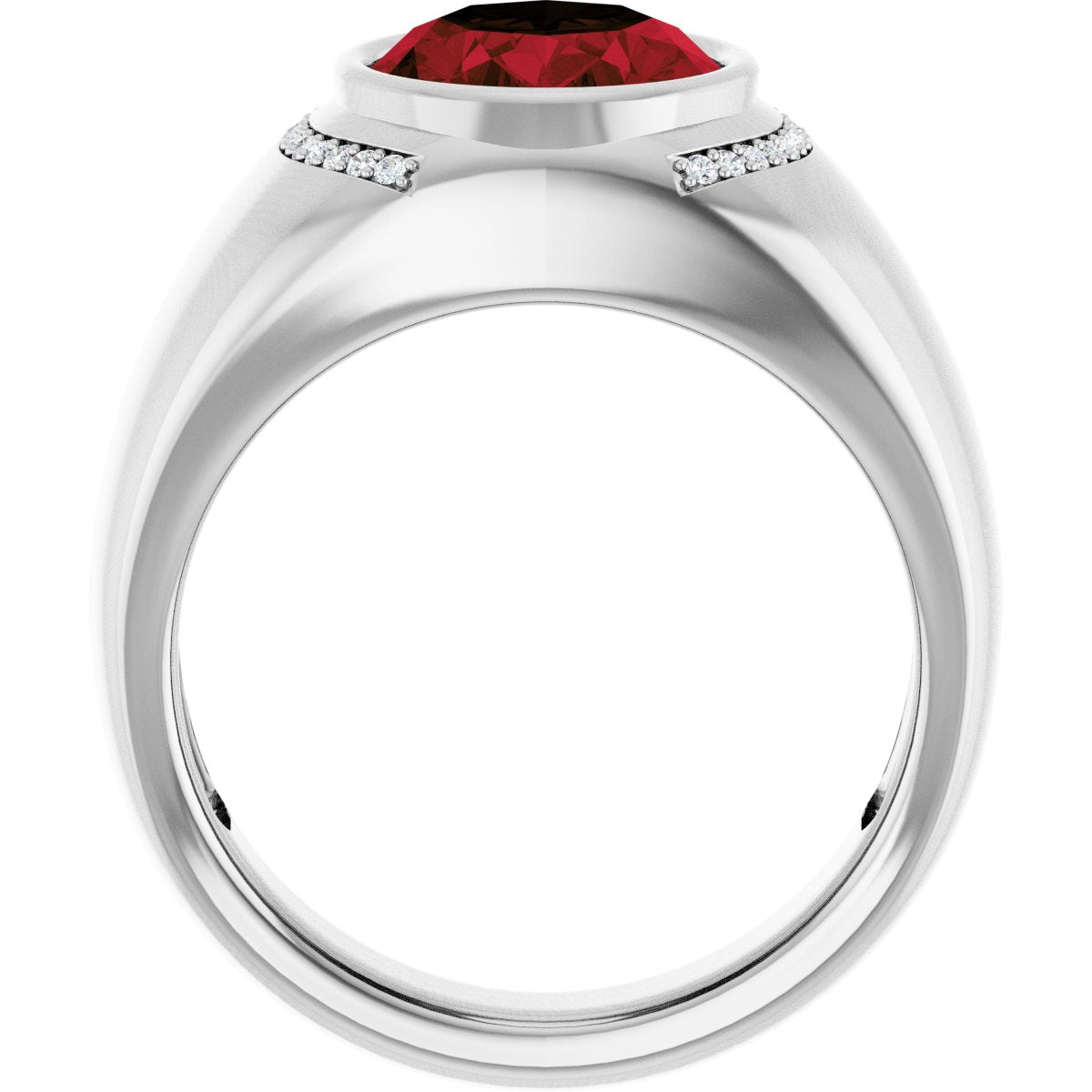 Natural Mozambique Garnet & 1/8 CTW Natural Diamond Ring in 14k white gold