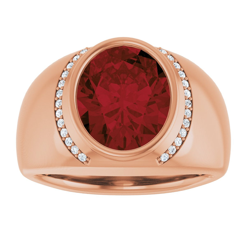 Natural Mozambique Garnet & 1/8 CTW Natural Diamond Ring in 14k rose gold