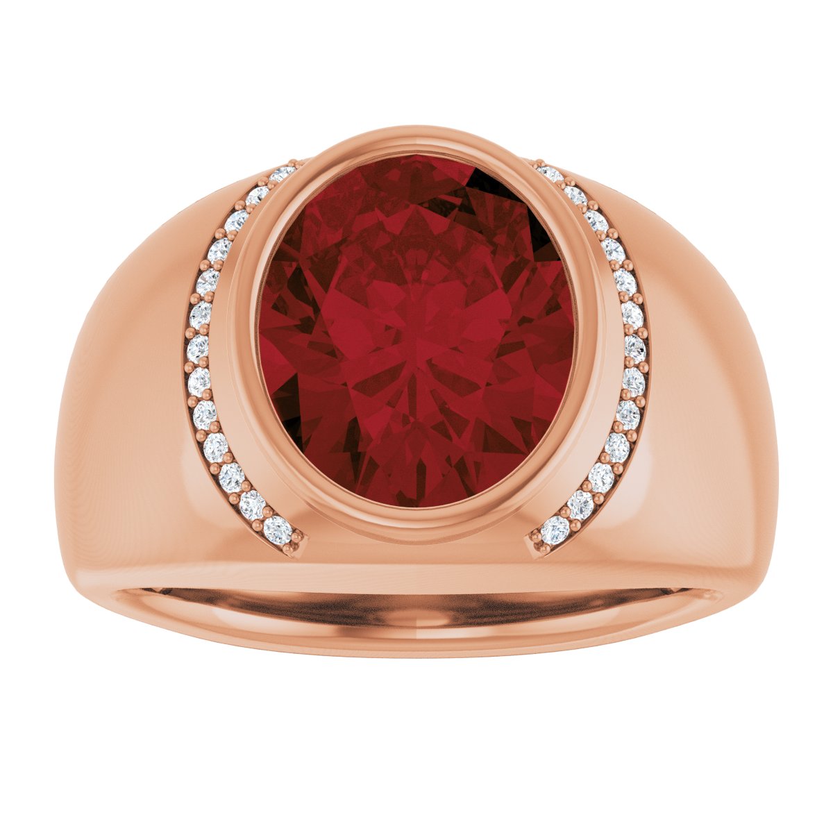 Natural Mozambique Garnet & 1/8 CTW Natural Diamond Ring in 14k rose gold