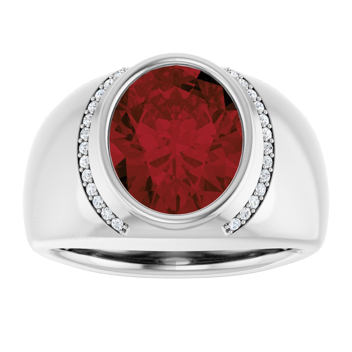 Natural Mozambique Garnet & 1/8 CTW Natural Diamond Ring in 14k white gold