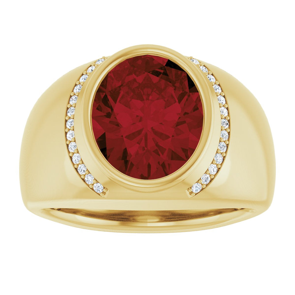 Natural Mozambique Garnet & 1/8 CTW Natural Diamond Ring in 14k yellow gold