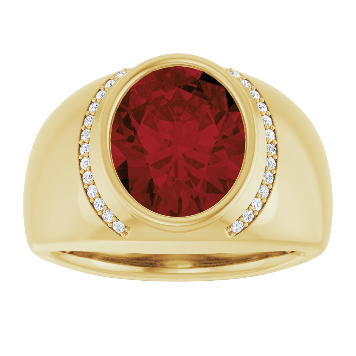 Natural Mozambique Garnet & 1/8 CTW Natural Diamond Ring in 14k yellow gold