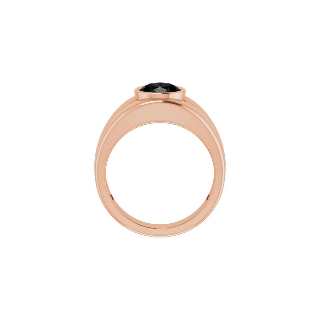 Natural Black Onyx Bezel Ring in 14k rose gold