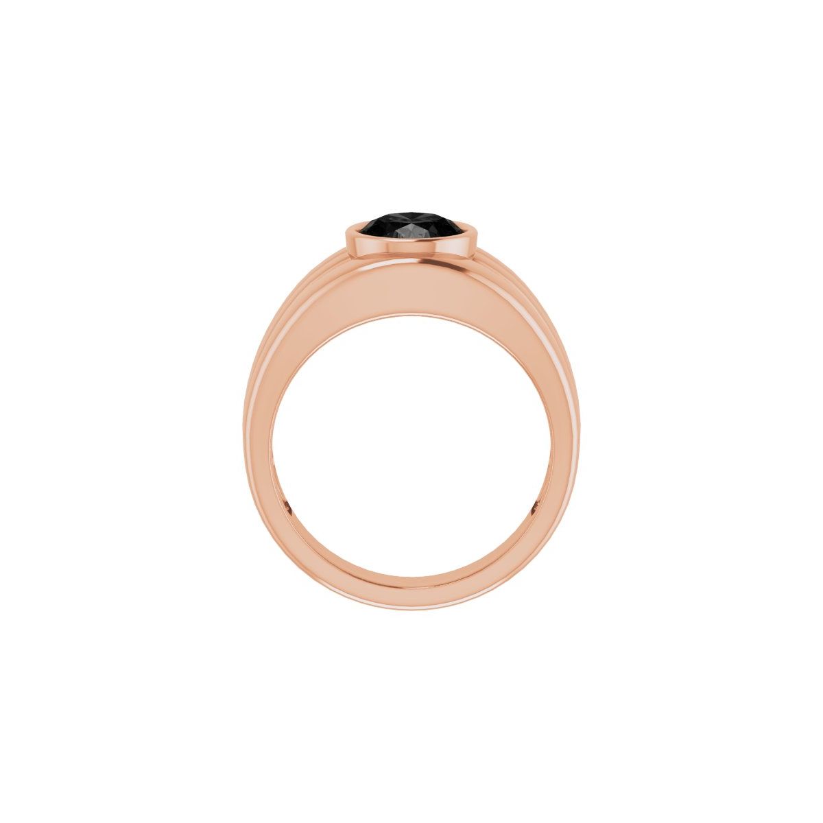 Natural Black Onyx Bezel Ring in 14k rose gold