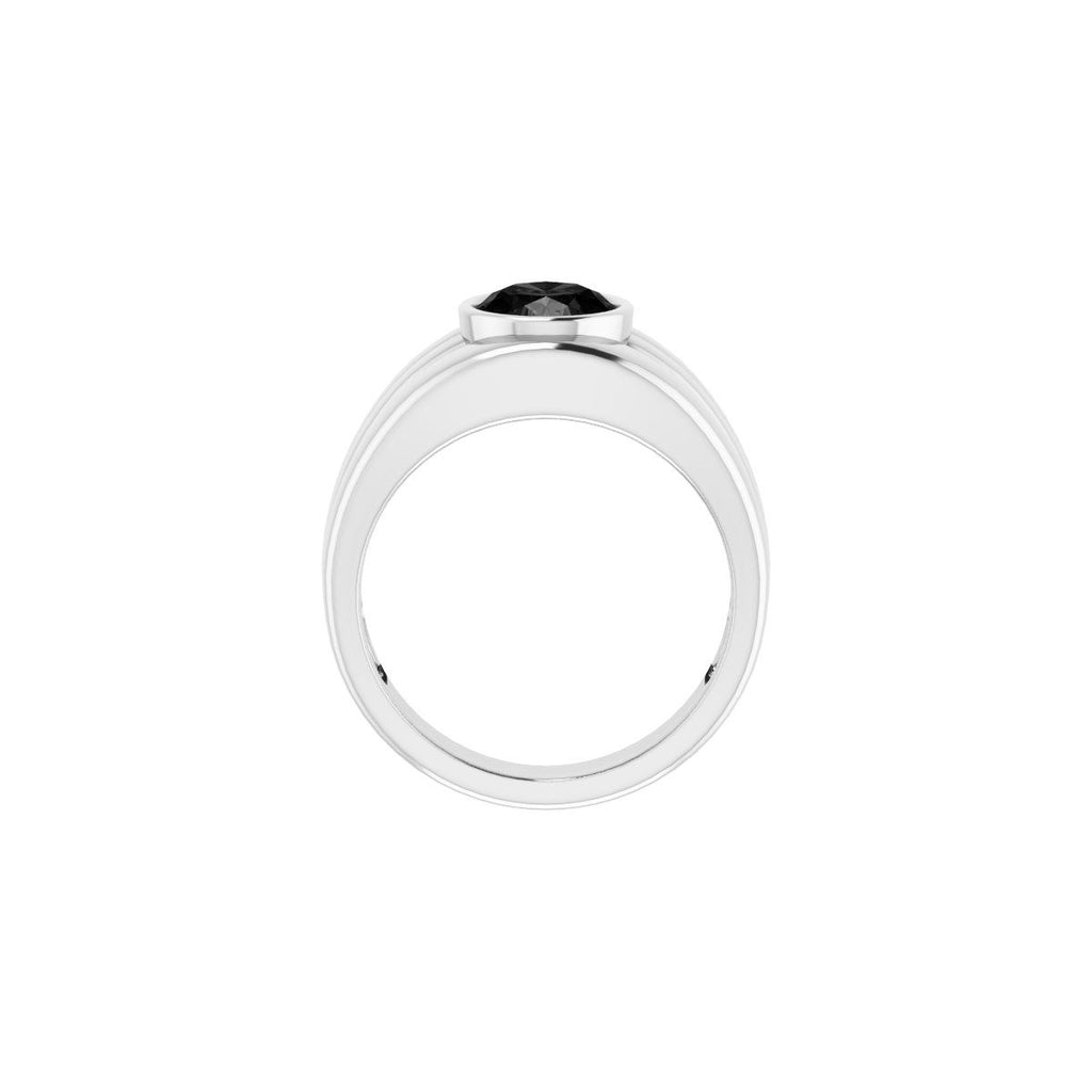 Natural Black Onyx Bezel Ring in 14k white gold