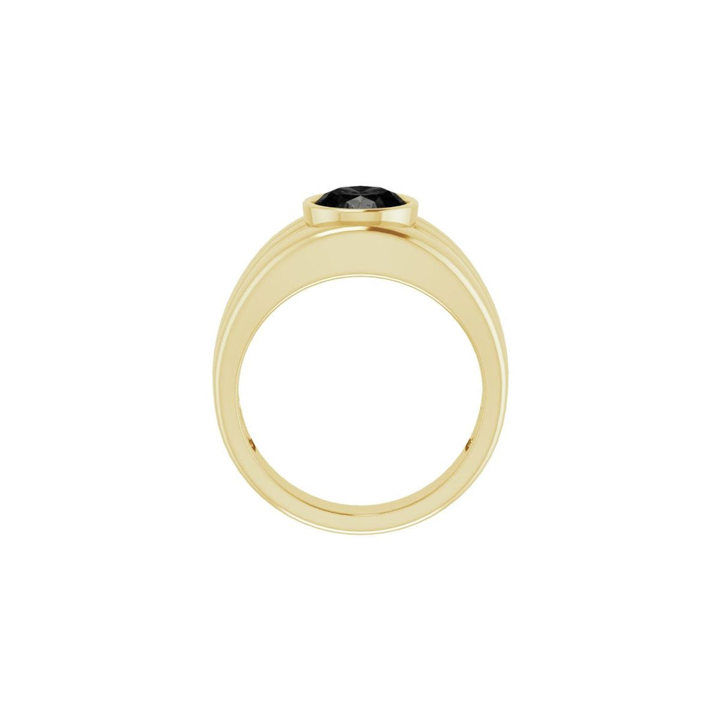 Natural Black Onyx Bezel Ring in 14k yellow gold