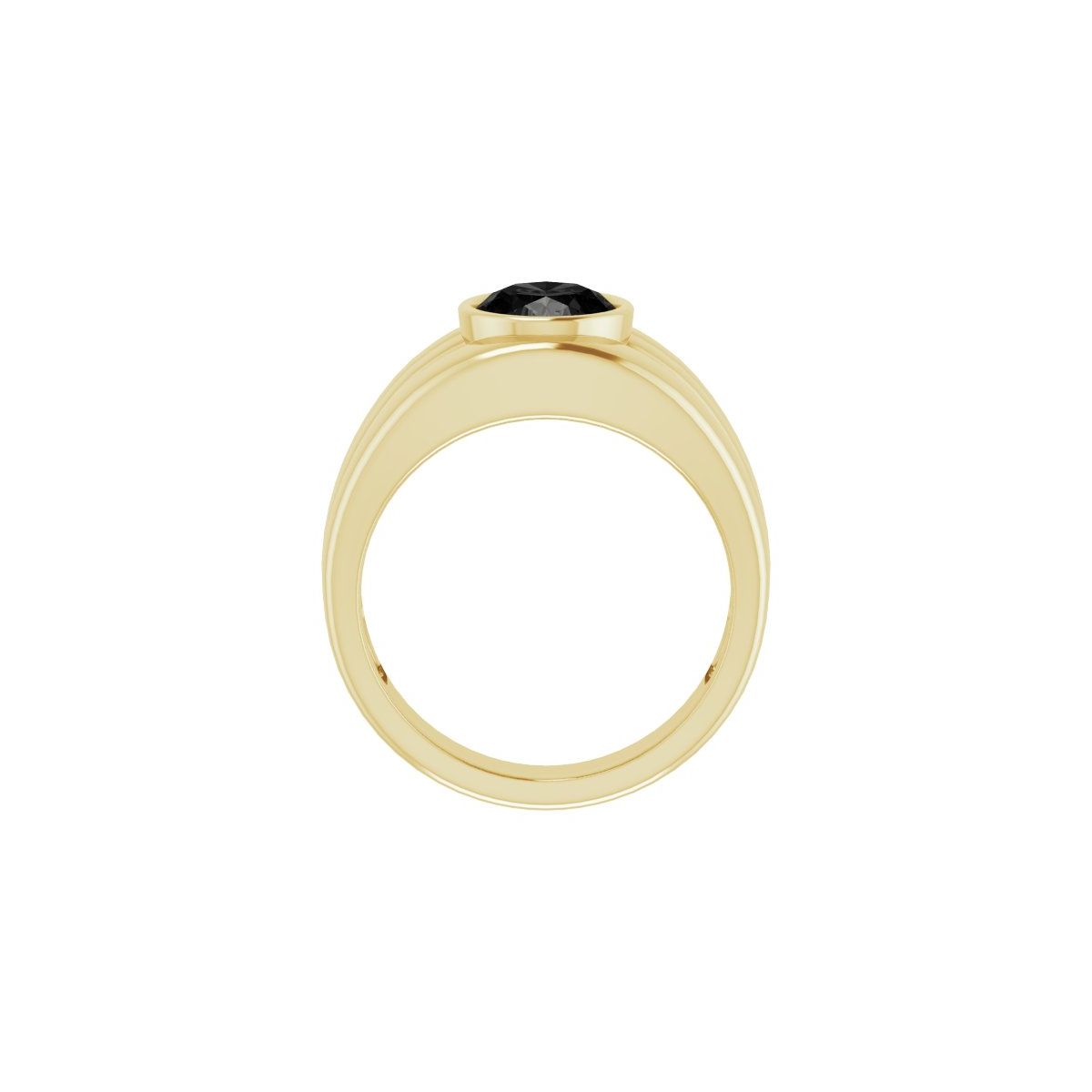 Natural Black Onyx Bezel Ring in 14k yellow gold