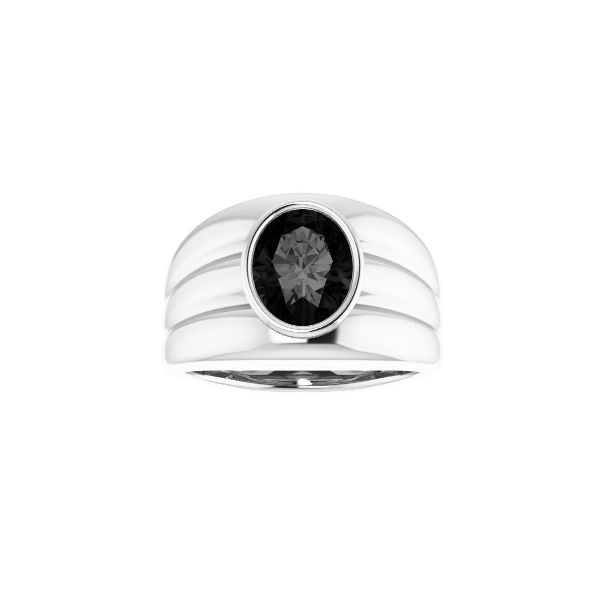 Natural Black Onyx Bezel Ring in 14k white gold