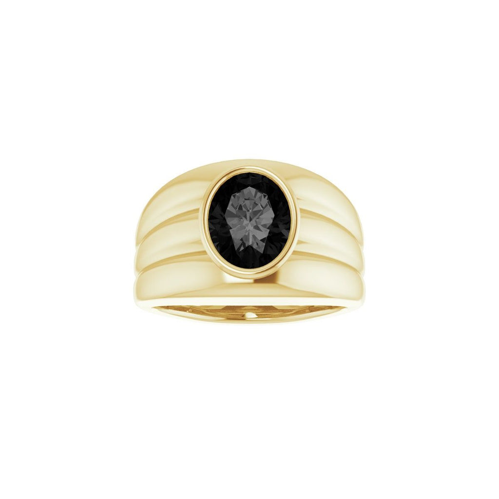 Natural Black Onyx Bezel Ring in 14k yellow gold