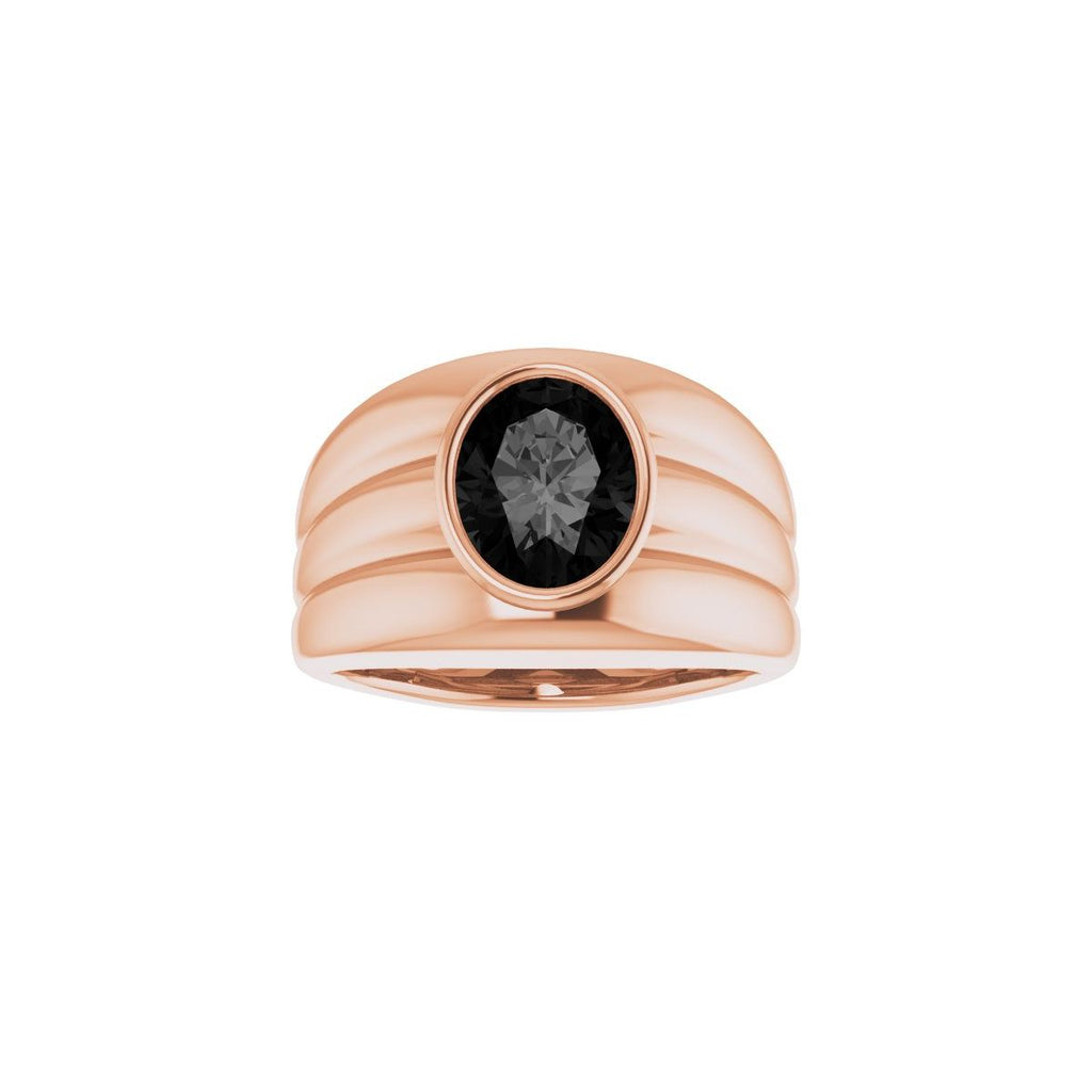 Natural Black Onyx Bezel Ring in 14k rose gold