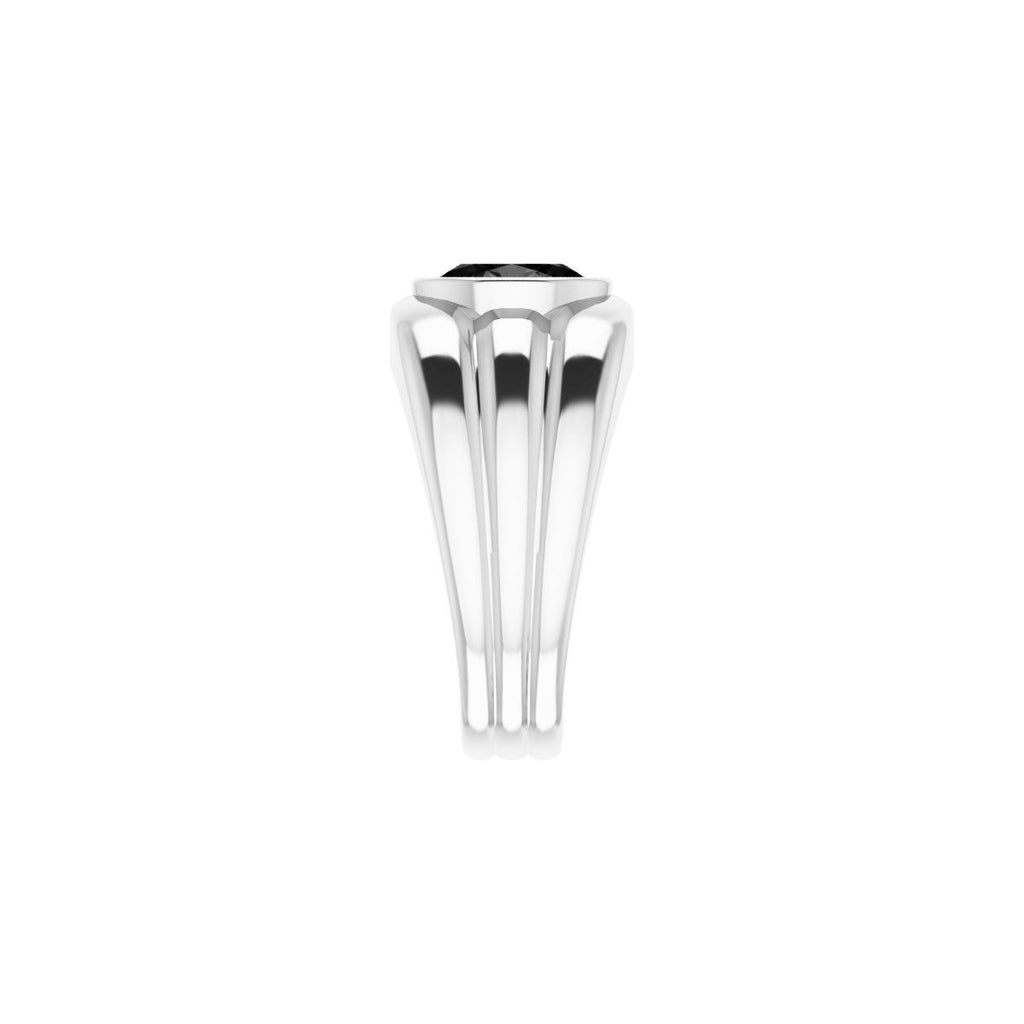 Natural Black Onyx Bezel Ring in 14k white gold
