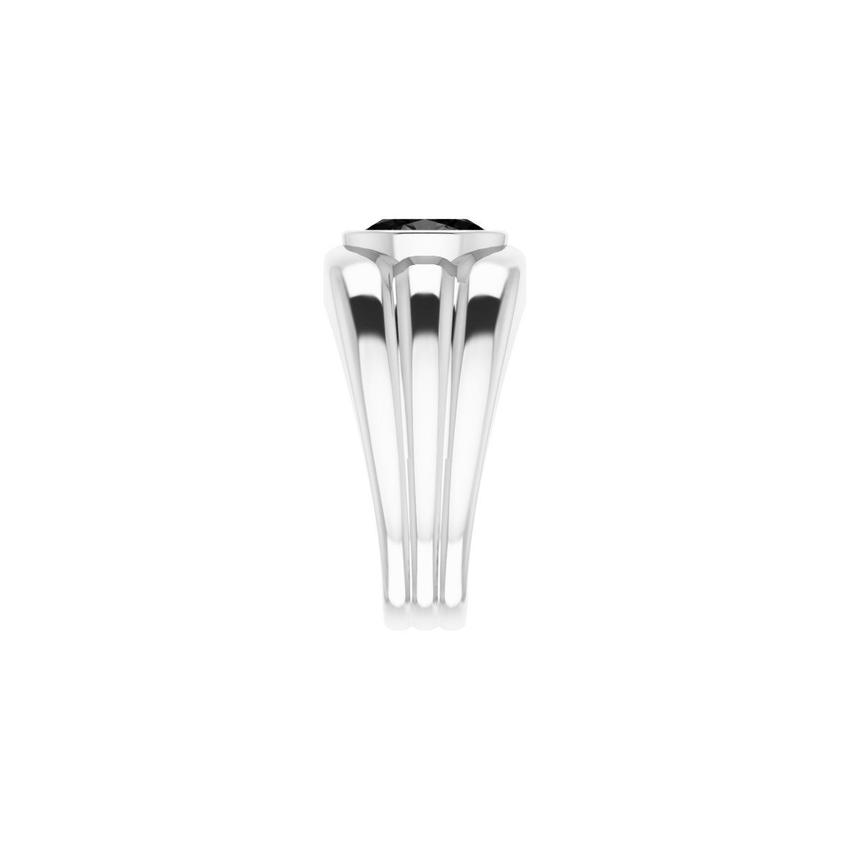 Natural Black Onyx Bezel Ring in 14k white gold