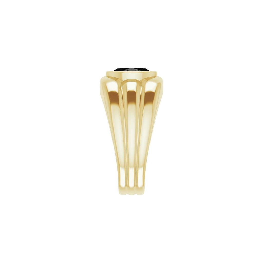 Natural Black Onyx Bezel Ring in 14k yellow gold
