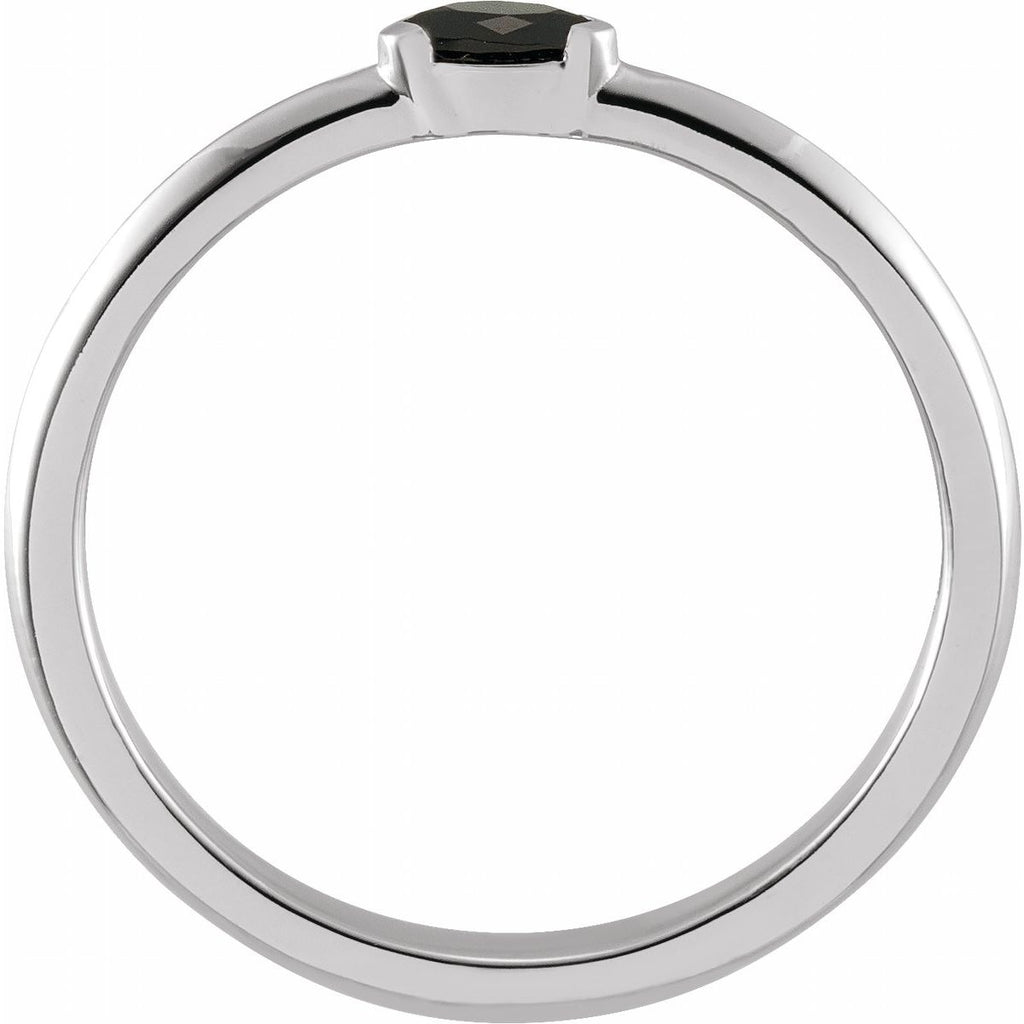 Natural Black Onyx Stackable Ring in 14k white gold