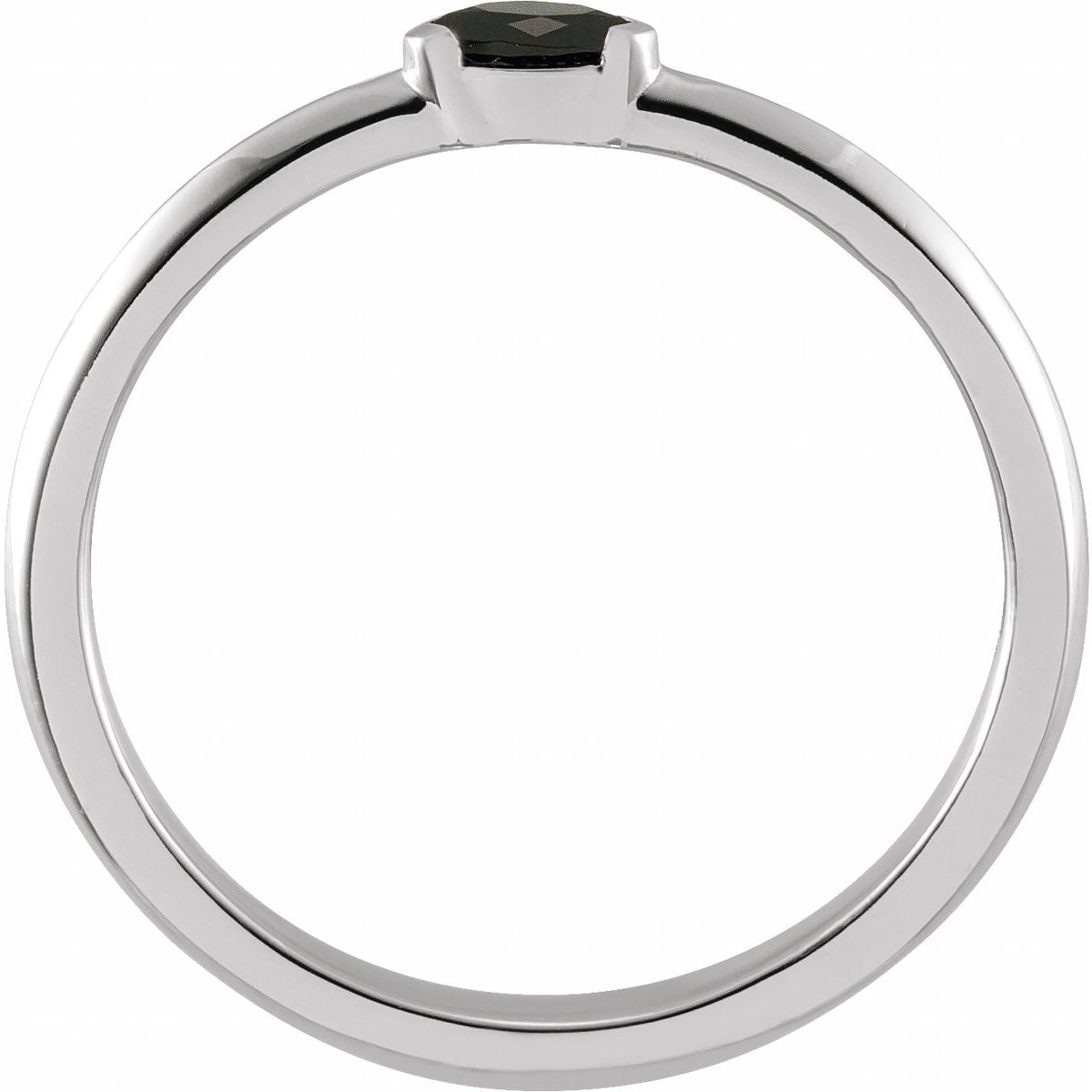 Natural Black Onyx Stackable Ring in 14k white gold