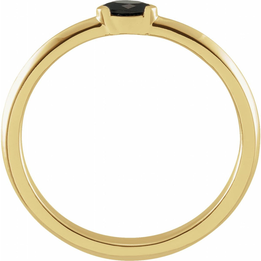 Natural Black Onyx Stackable Ring in 14k yellow gold
