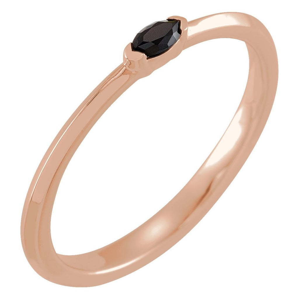 Natural Black Onyx Stackable Ring in 14k rose gold