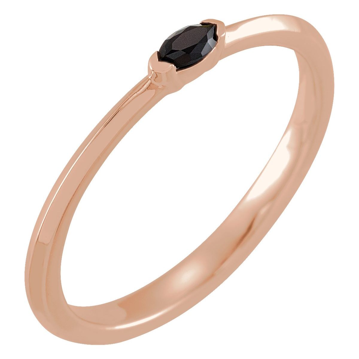 Natural Black Onyx Stackable Ring in 14k rose gold