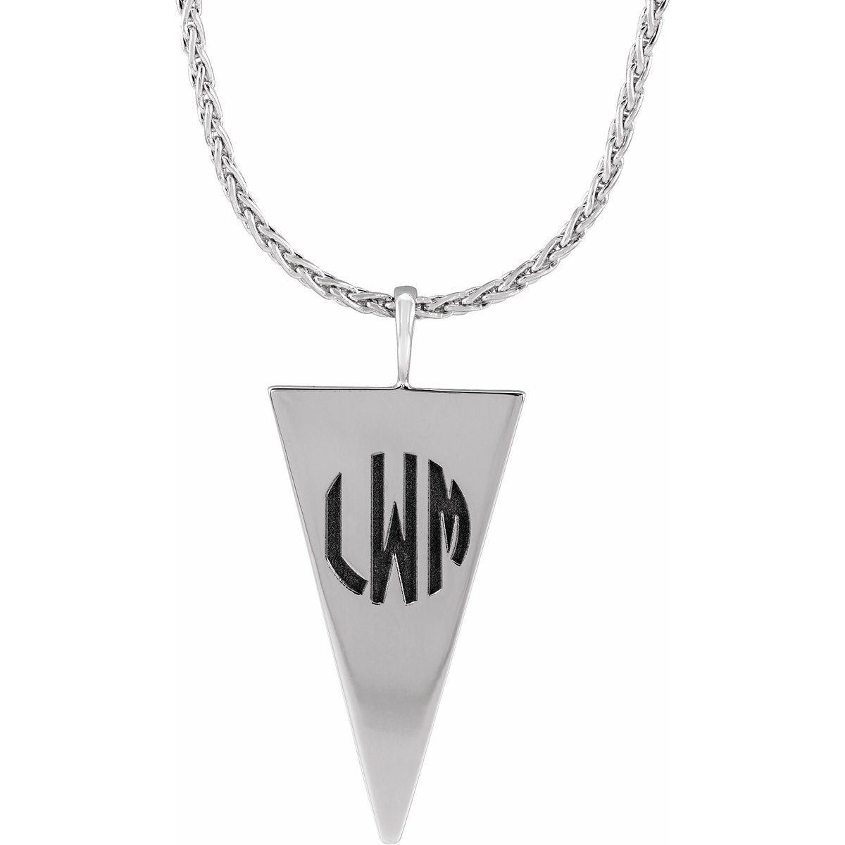 Engravable Geometric Necklace in 14k white gold
