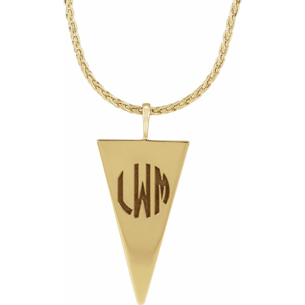 Engravable Geometric Necklace in 14k yellow gold