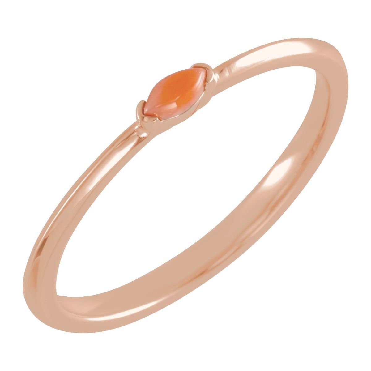 Natural Pink Coral Stackable Ring in 14k rose gold