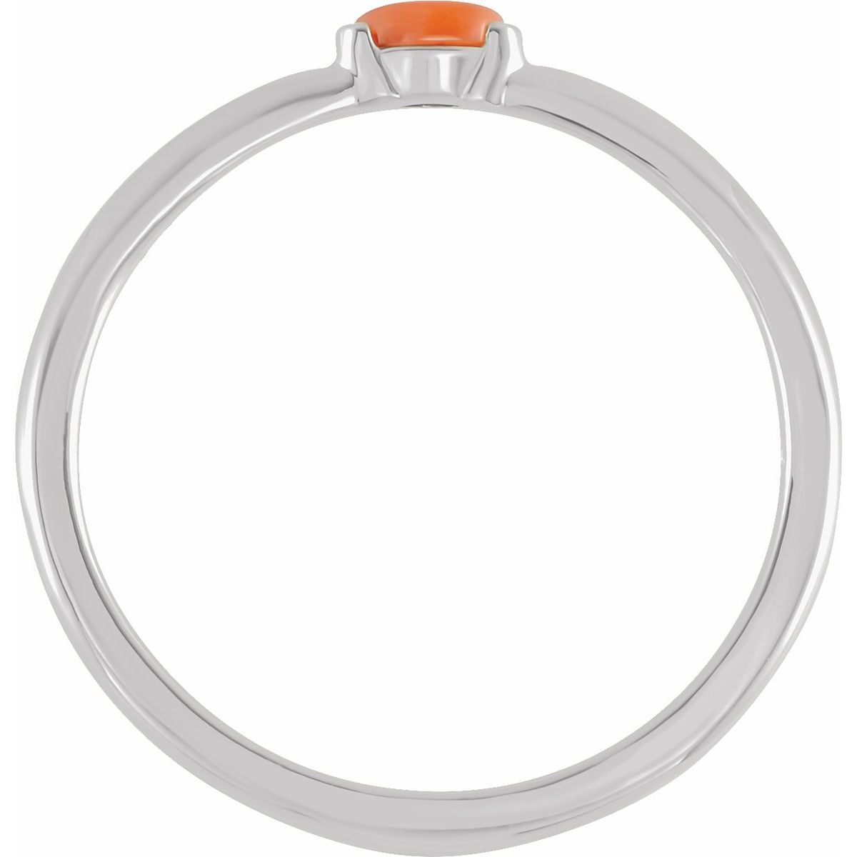 Natural Pink Coral Stackable Ring in 14k white gold