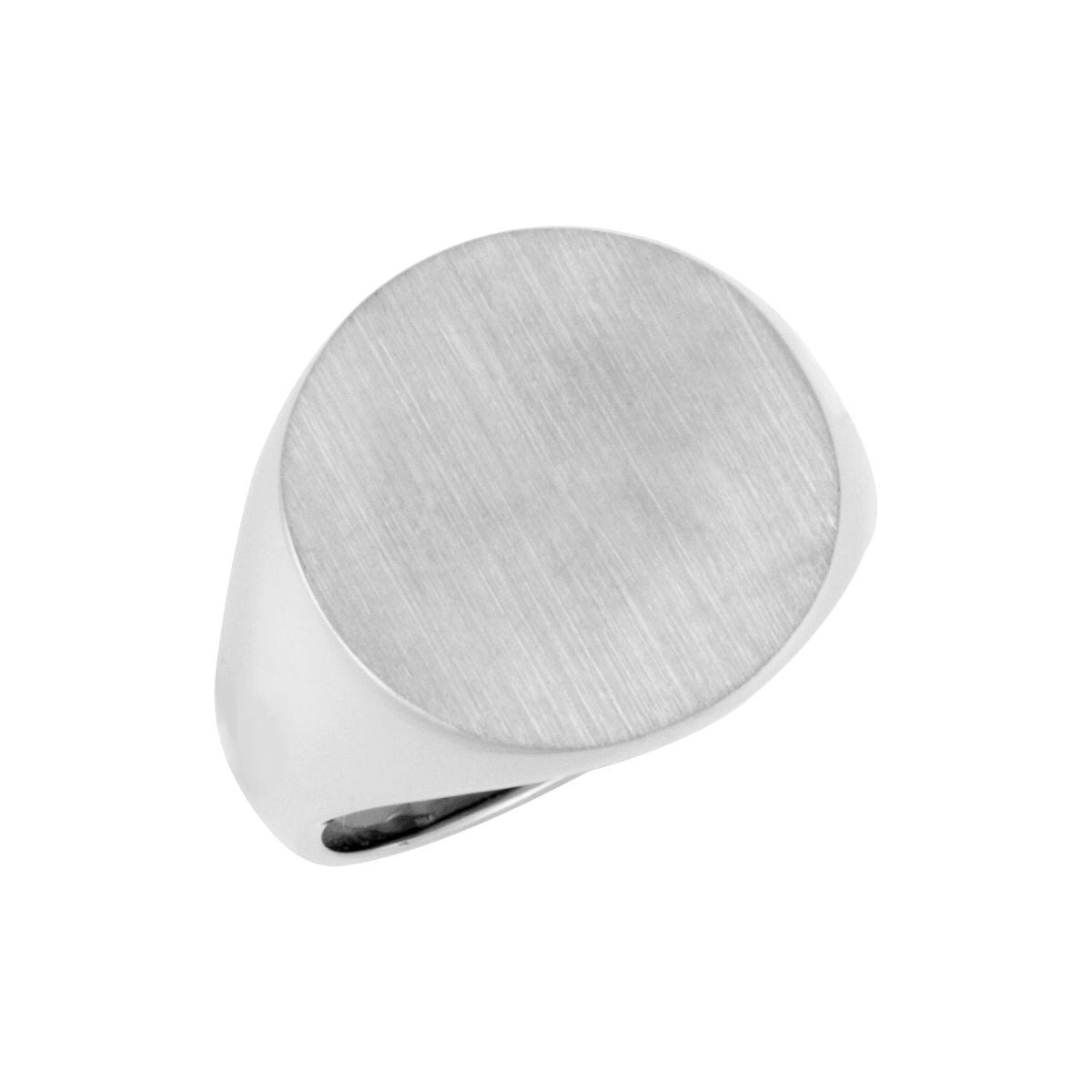 18 mm Round Signet Ring in 14k white gold
