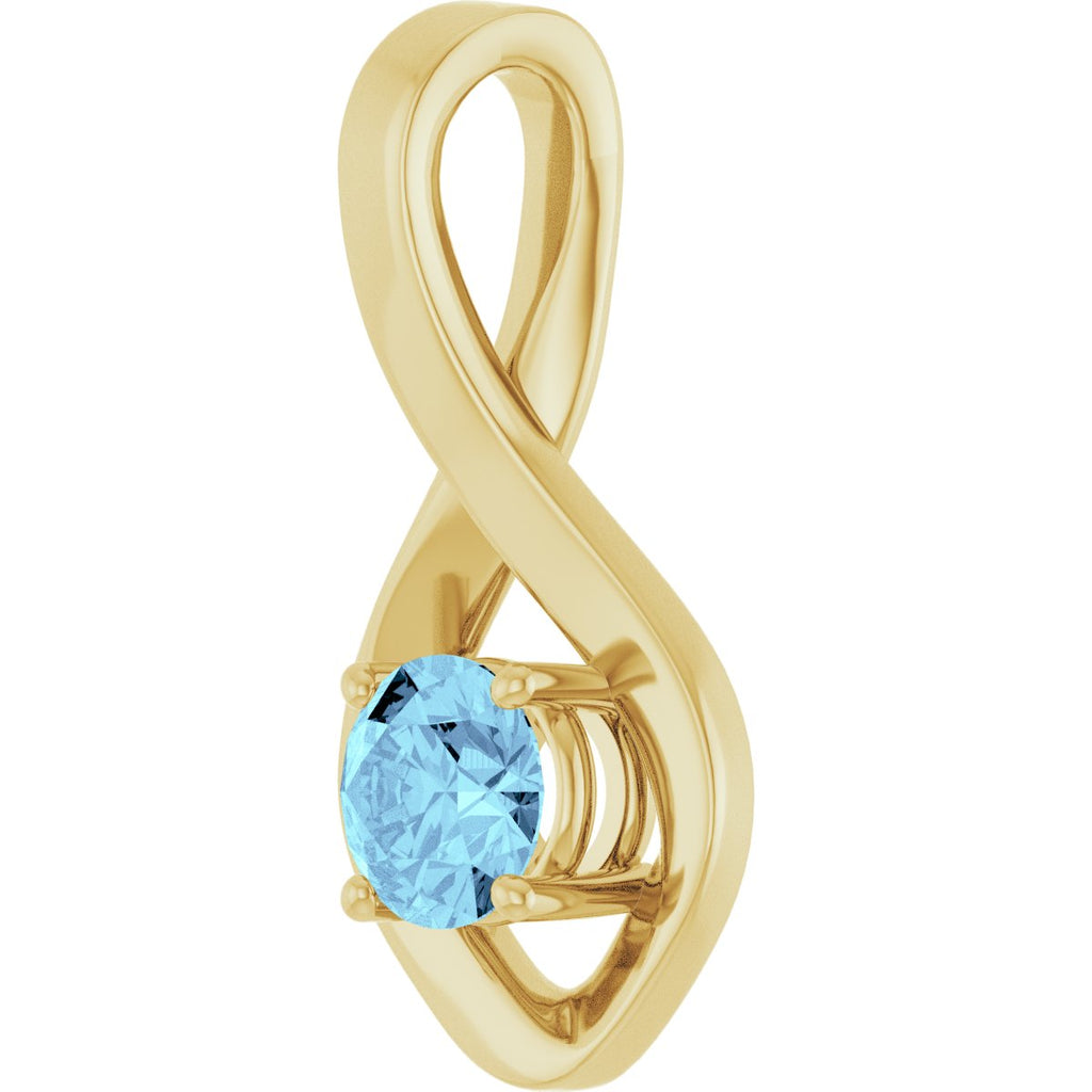 5 mm Round Natural Aquamarine Pendant in 14k yellow gold