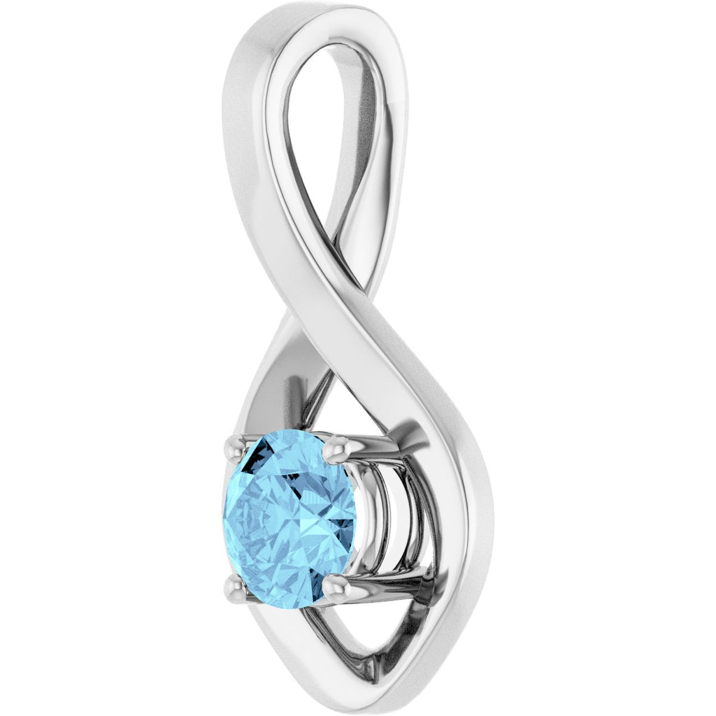 5 mm Round Natural Aquamarine Pendant in 14k white gold