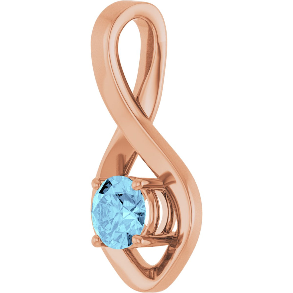 5 mm Round Natural Aquamarine Pendant in 14k rose gold