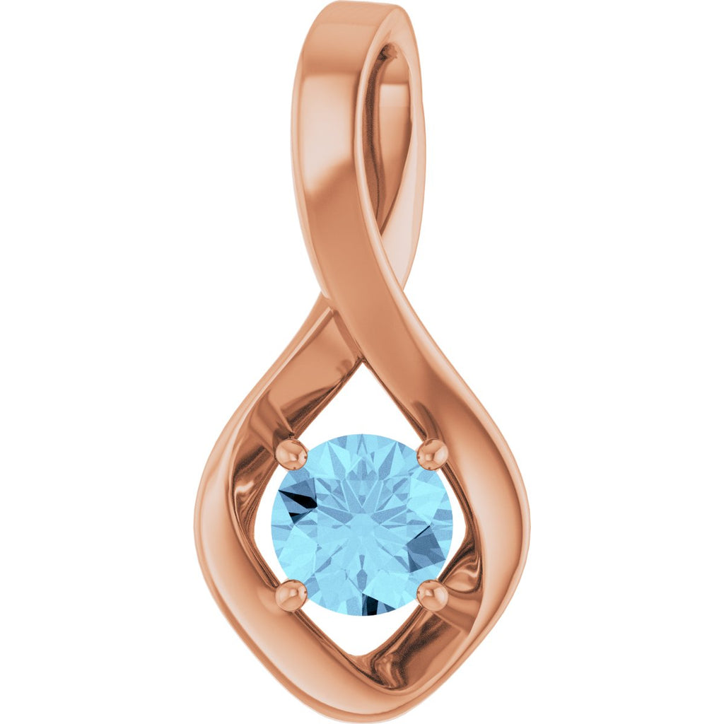 5 mm Round Natural Aquamarine Pendant in 14k rose gold