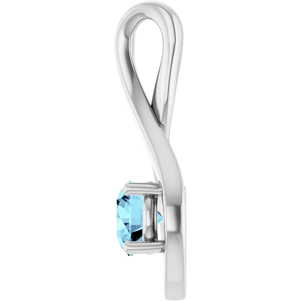 5 mm Round Natural Aquamarine Pendant in 14k white gold