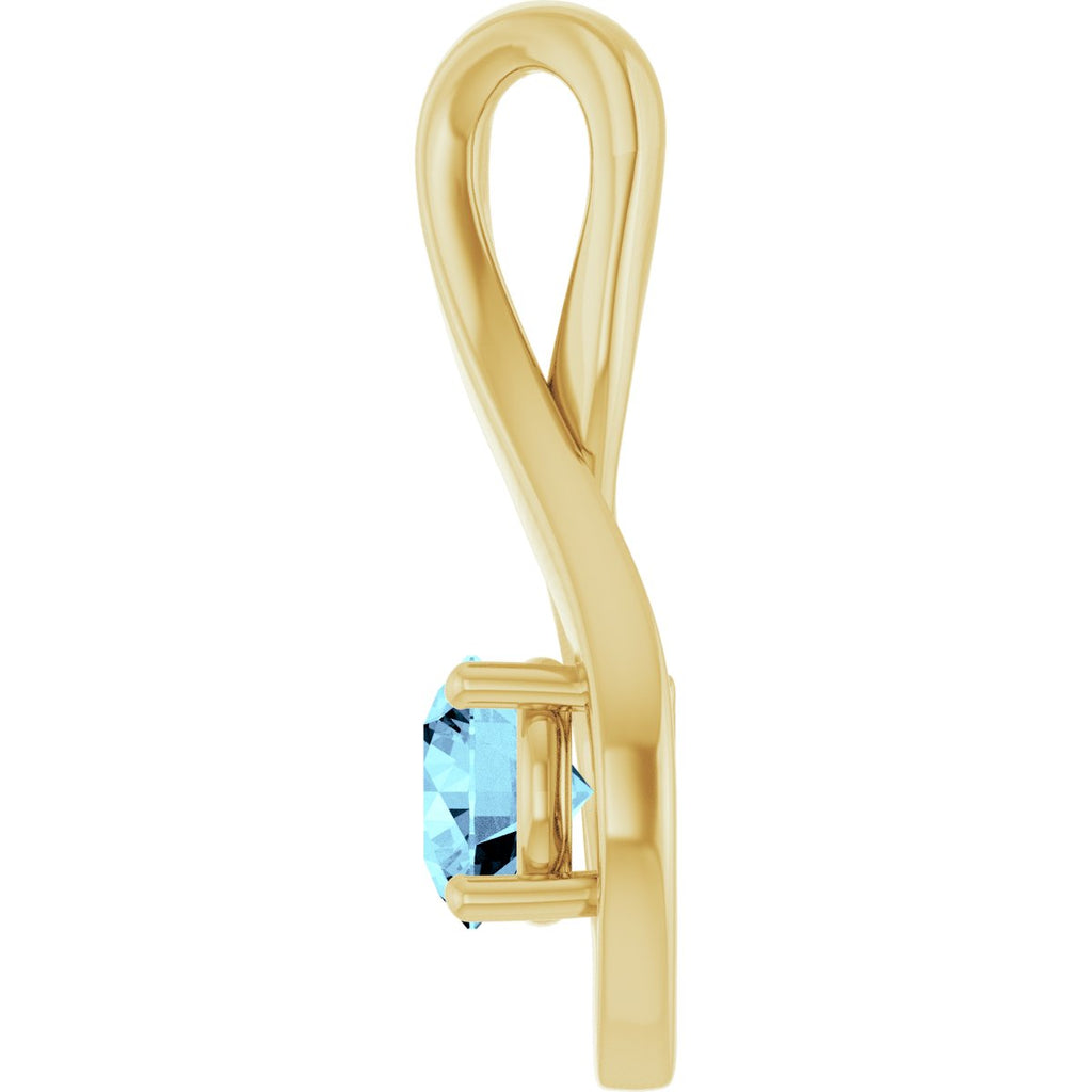 5 mm Round Natural Aquamarine Pendant in 14k yellow gold