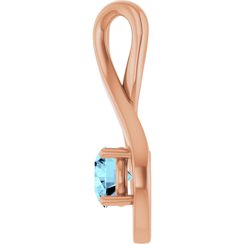5 mm Round Natural Aquamarine Pendant in 14k rose gold
