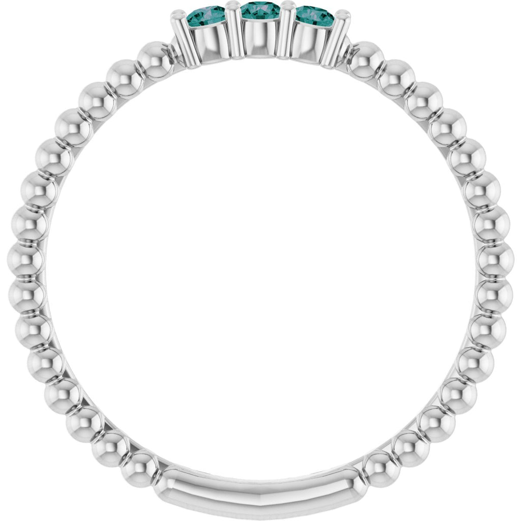 Lab-Grown Alexandrite Beaded Ring in 14k white gold