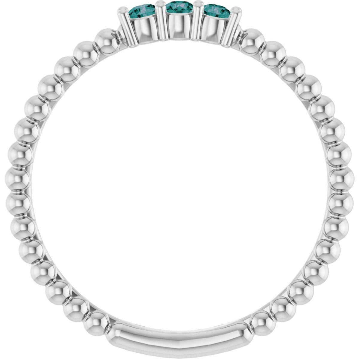 Lab-Grown Alexandrite Beaded Ring in 14k white gold