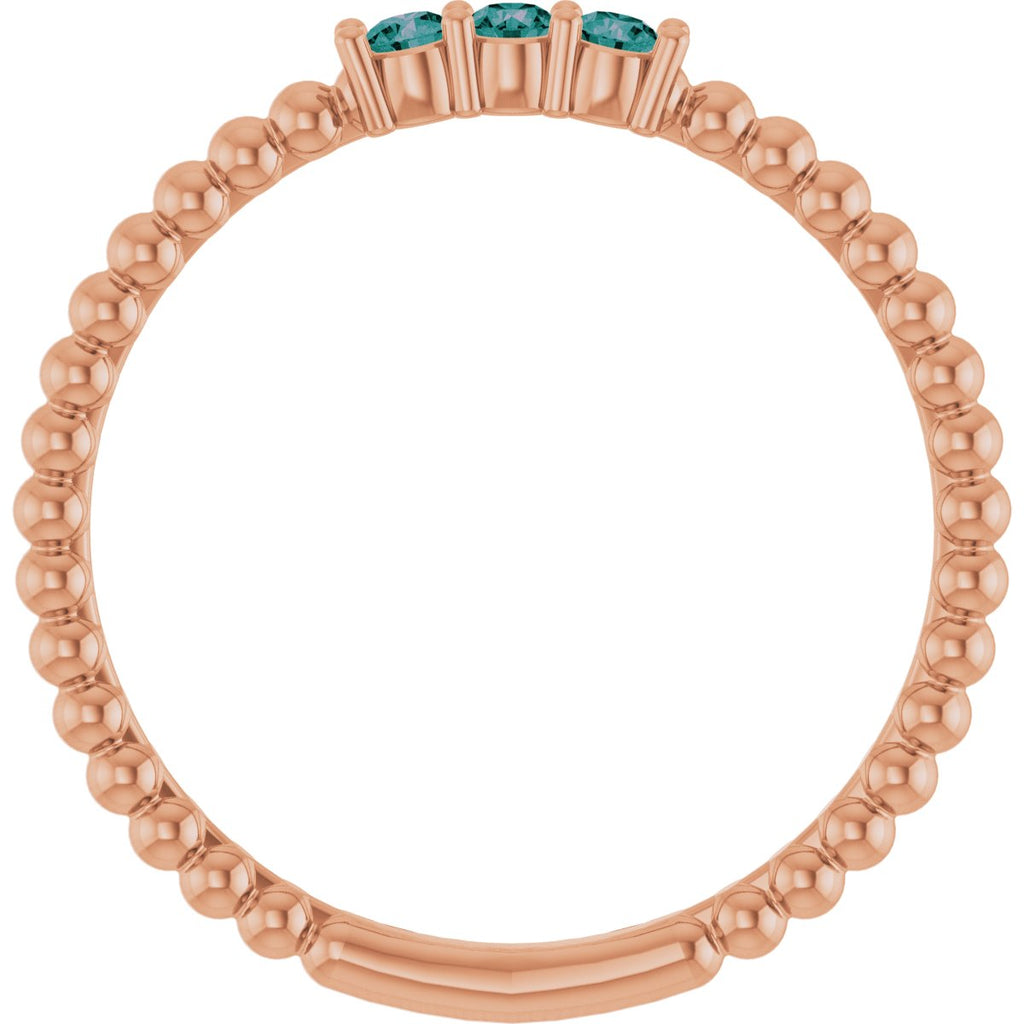 Lab-Grown Alexandrite Beaded Ring in 14k rose gold