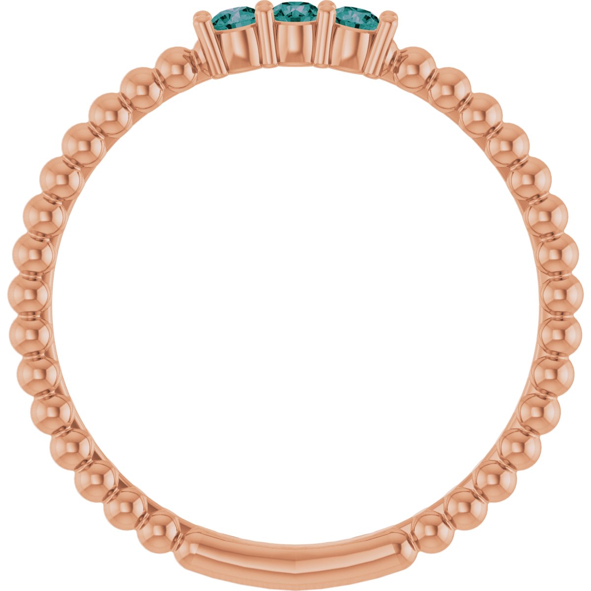 Lab-Grown Alexandrite Beaded Ring in 14k rose gold