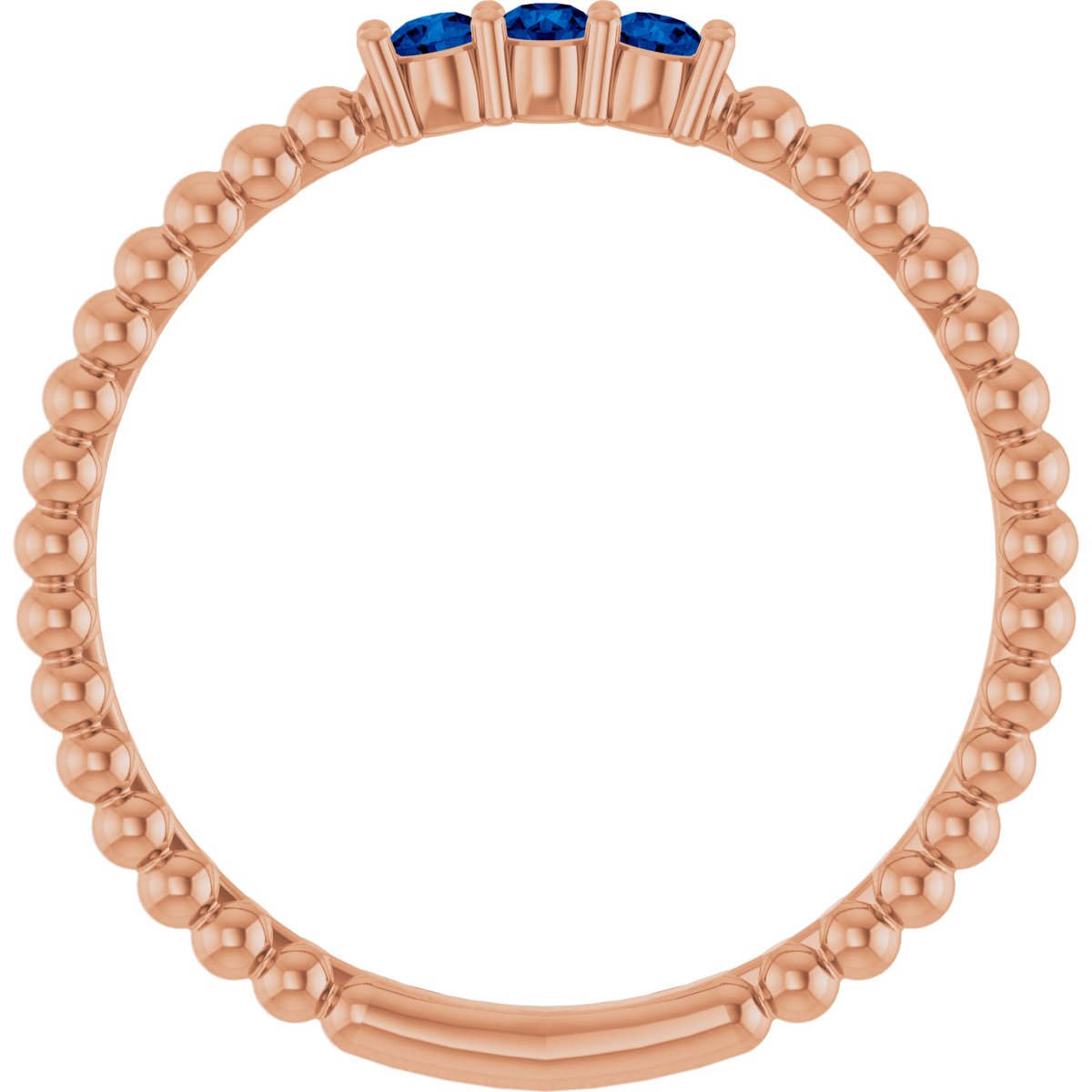 Lab-Grown Blue Sapphire Beaded Ring in 14k rose gold