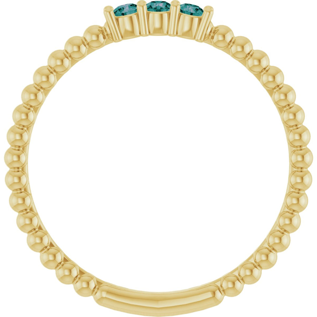 Lab-Grown Alexandrite Beaded Ring in 14k yellow gold