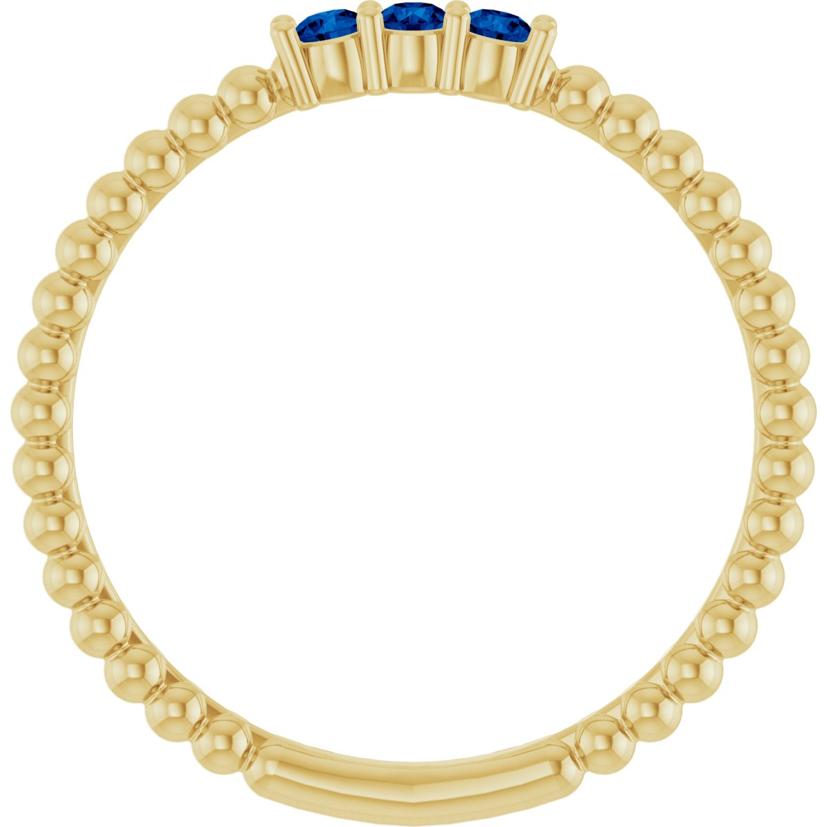 Lab-Grown Blue Sapphire Beaded Ring in 14k yellow gold