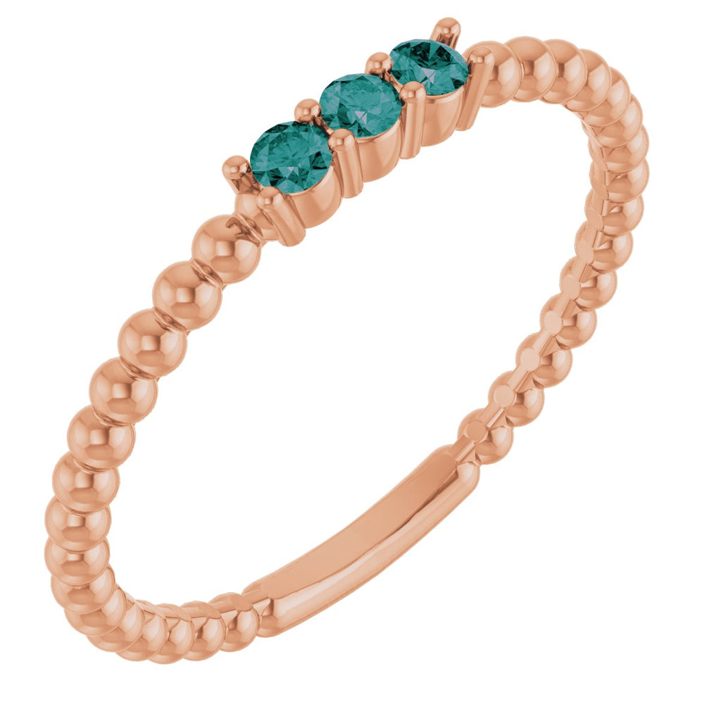 Lab-Grown Alexandrite Beaded Ring in 14k rose gold
