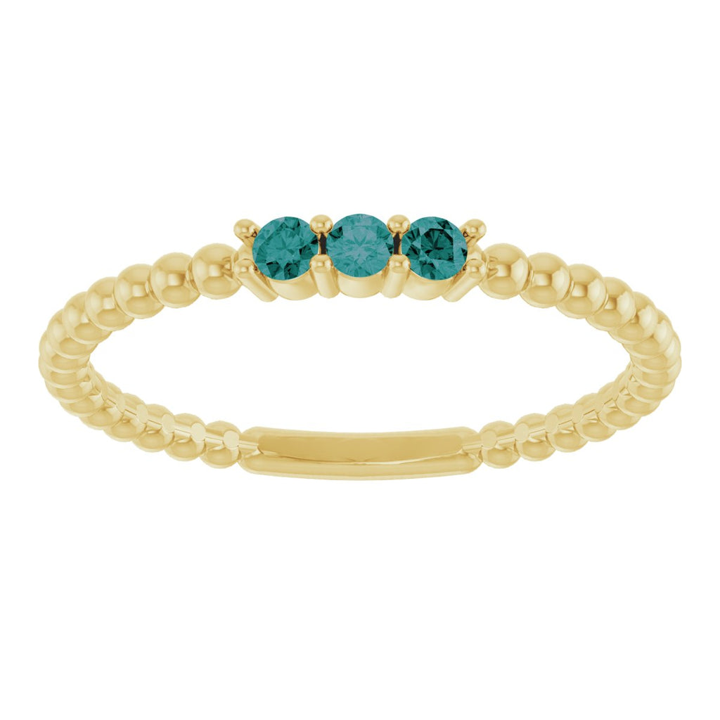 Lab-Grown Alexandrite Beaded Ring in 14k yellow gold