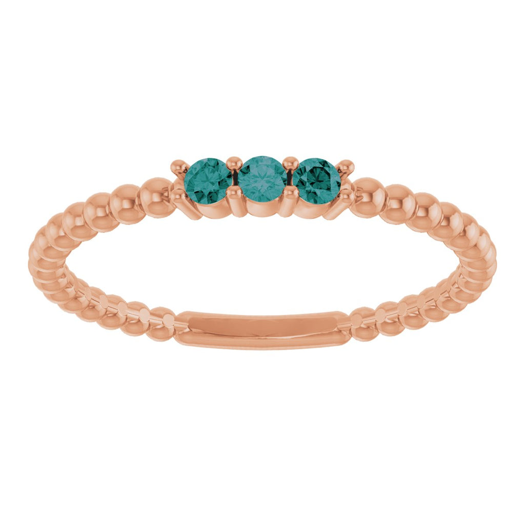 Lab-Grown Alexandrite Beaded Ring in 14k rose gold