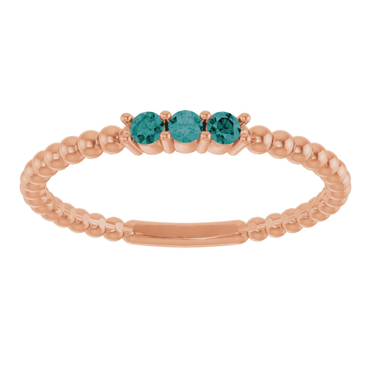 Lab-Grown Alexandrite Beaded Ring in 14k rose gold