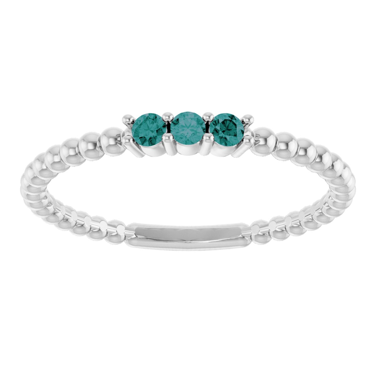 Lab-Grown Alexandrite Beaded Ring in 14k white gold